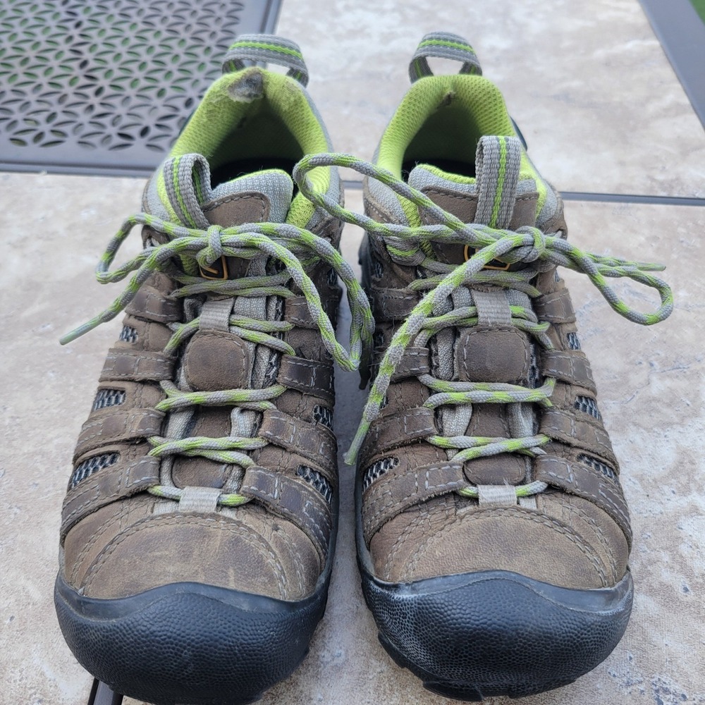 KEEN Voyageur Hiking Shoes Womens 6 Brown Lime Green Leather Mesh 1010141 - Picture 9 of 16